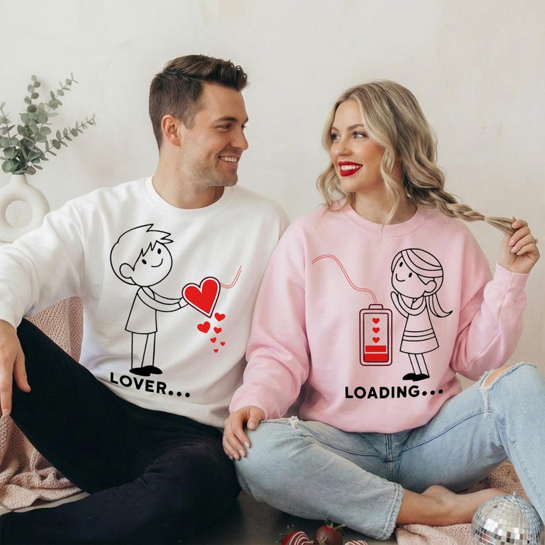 Couple Valentine Sweatshirt, Lover Loading Couple Shirt, Matching Couple Love Sweatshirt, Cute Couple Outfit, Valentine s Day Matching Shirt