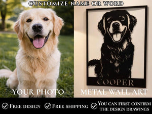 Custom Portrait Metal Wall Art, Personalized Minimalist Line Flat Sculpture from Photo, Gifts for Pet , Lover, Family