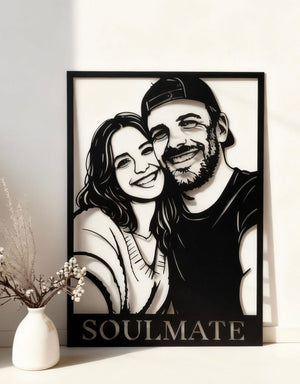 Custom Portrait Metal Wall Art, Personalized Minimalist Line Flat Sculpture from Photo, Gifts for Pet , Lover, Family