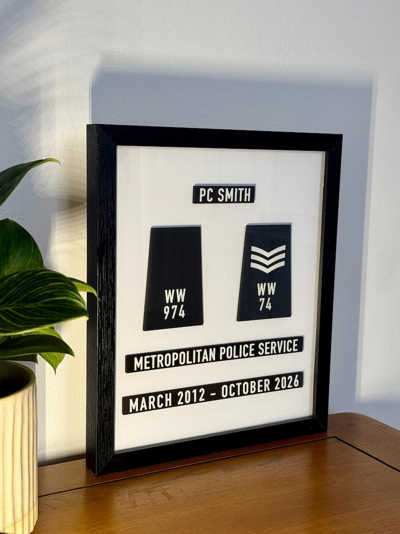 Personalised Police & Ambulance Retirement Epaulette Display Gift | Custom Framed Keepsake | UK Made