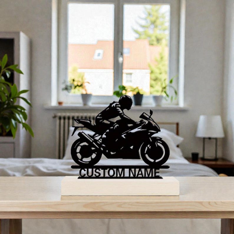 Custom Motorcycle Name Plaque, Personalized Biker Metal Sign, Boys Room Decor, Motorbike Bedroom Name Sign, Cool Men Gift for Riders