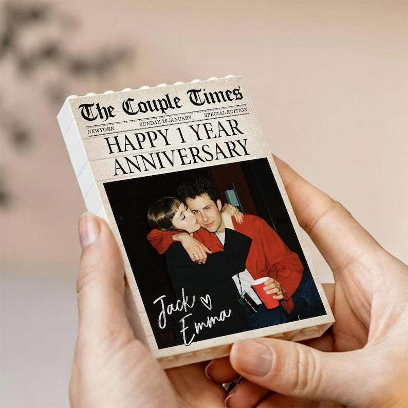 Personalized Photo Building Blocks For Couples, Gamer Boyfriend Valentines Day Gift, Custom Couple Magazine Puzzle Block, Anniversary Gifts