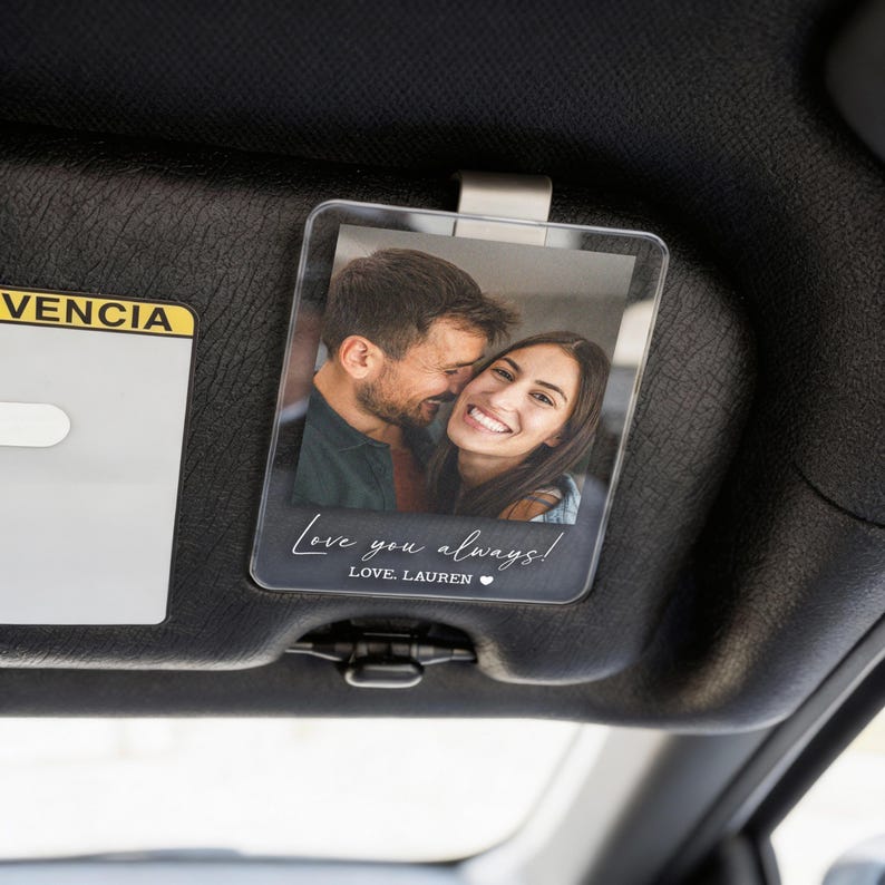 Love Of My Life Personalized Couple Photo Car Visor Clip, Drive Safe I Love You, Valentines Gift for Him, Gifts for Boyfriend, Husband, Drive Safe Gift