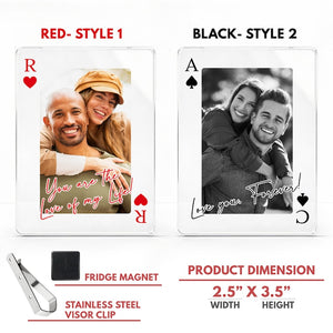 Personalized Couple Photo Car Visor Clip, Drive Safe I Love You, Valentines Gift for Him, Couple Playing Card Visor Clip Gifts for Boyfriend