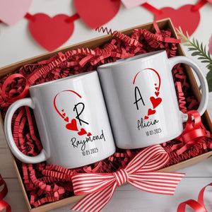 Couples Mug - Heart Design | Custom Lovers & Valentine Gift | Love Coffee cup