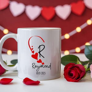 Couples Mug - Heart Design | Custom Lovers & Valentine Gift | Love Coffee cup
