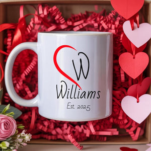 Couples Mug - Heart Design | Custom Lovers & Valentine Gift | Love Coffee cup