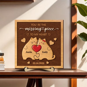 Personalized Couple Wooden Sign Custom Names & Date Puzzle Art, Romantic Anniversary Gift, Valentine or Wedding Keepsake Decor