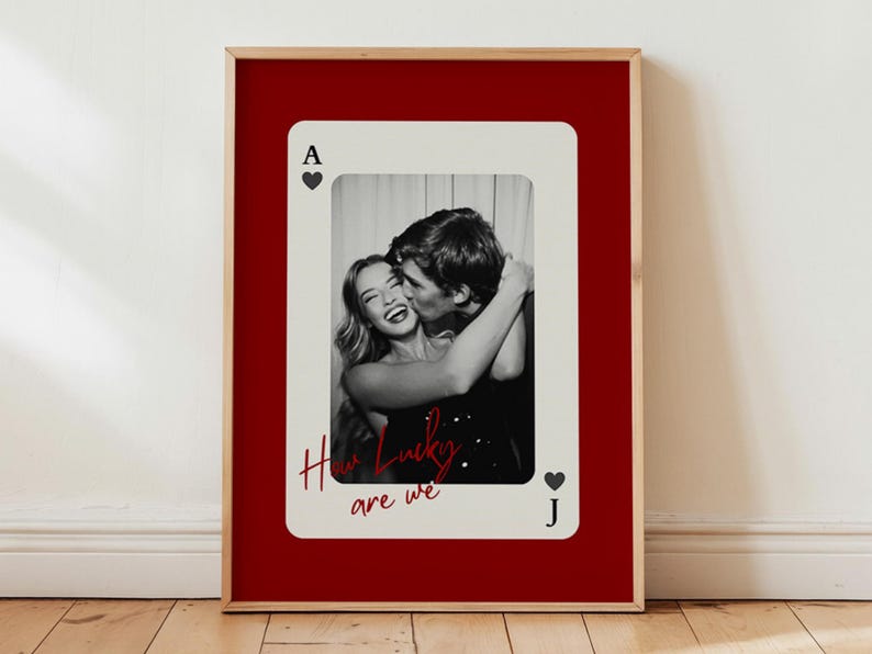 Custom Playing Card, How Lucky are We Poster and Canvas , Personalized Prints for him, Anniversary Gift for Boyfriend, Couple Picture Frame