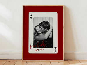 Custom Playing Card, How Lucky are We Poster and Canvas , Personalized Prints for him, Anniversary Gift for Boyfriend, Couple Picture Frame