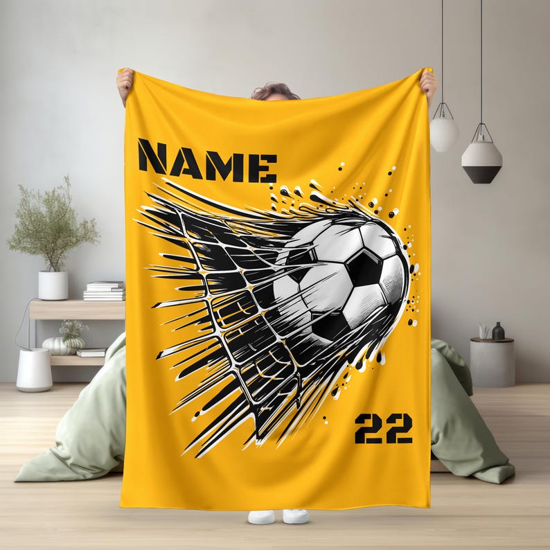 Soccer Blanket, Personalized Gift for Soccer Player Gift, Custom Soccer Blanket,Personalized Soccer gifts,Personalized Soccer Player Blanket