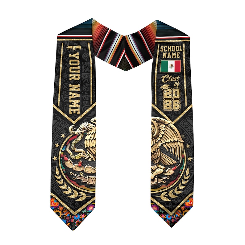 Custom Mexican Graduation Sash, Mexican American Flag Graduation Sash 2026, Guadalupe Stole, Mexico Graduation Stole 2026, Hispanic Sash