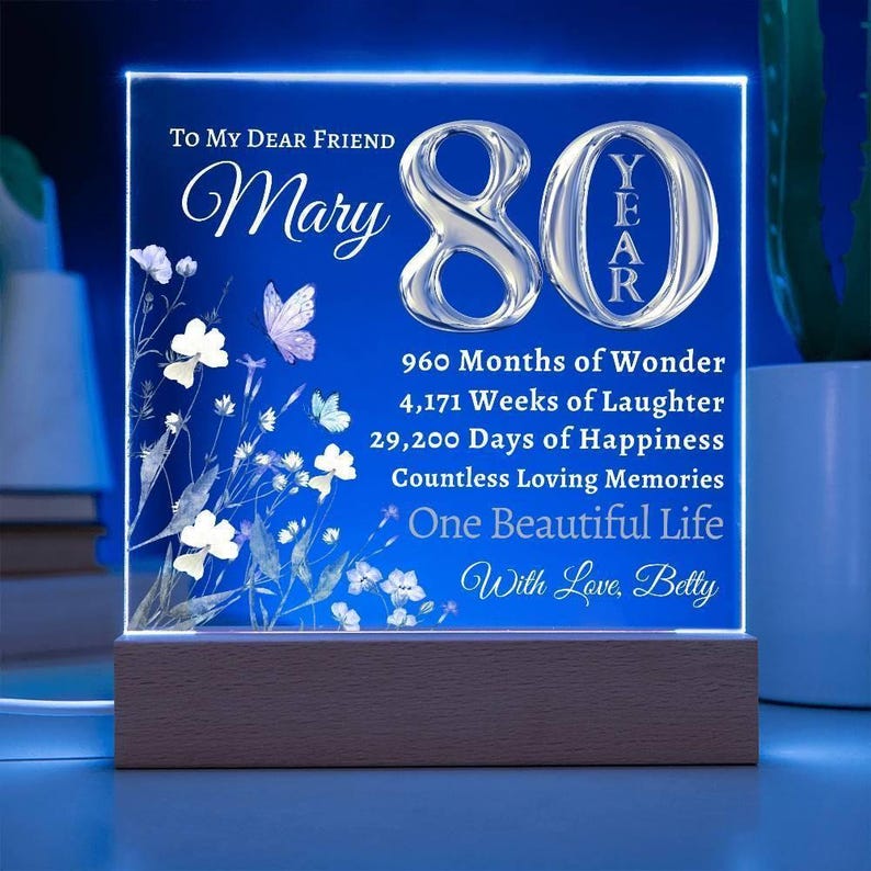 80th birthday gift for women- Personalized Birthday Gift for Her - Happy Birthday Custom Plaque