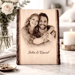 Personalized Wood Photo Engraving, Custom Couple Photo on Wood, Valentine s Day Gift for Him Her, Rustic Wedding Anniversary Decor,
