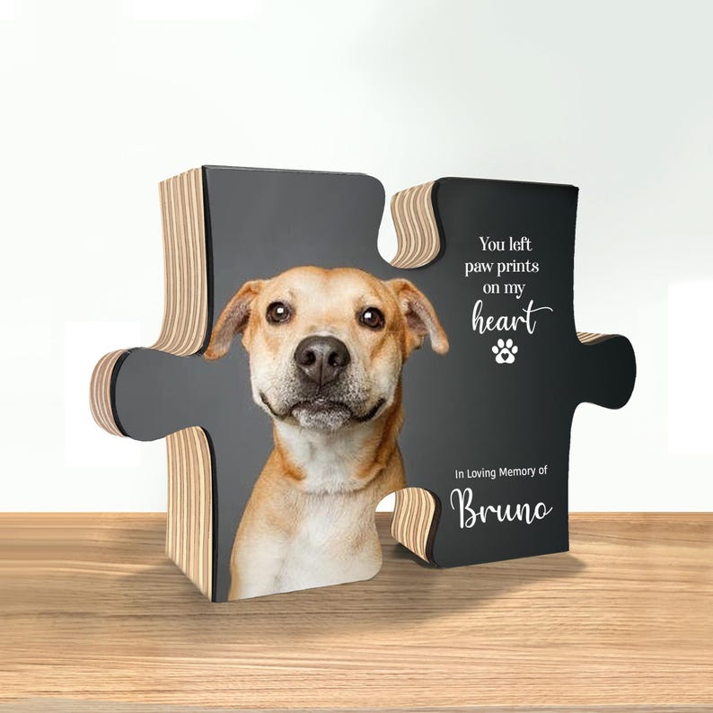 Pet memorial gift, dog memorial gift, Pet Loss Gifts, custom pet portrait, photo puzzle, Cat Lover Gift, Dog Memorial plaque, Cat Memorial