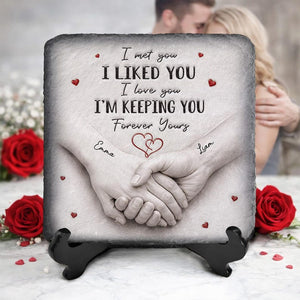 Forever & Always Holding On To You - Personalized Holding Hands Stone Plaque,Custom Home Decor, Custom Name Date, Couples Anniversary Gifts