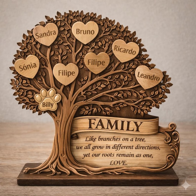 Personalized Wooden Family Tree Sign - Layer Custom Name Plaque,Housewarming Gift,New Home Gift 2026