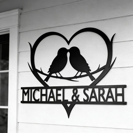 Personalized Wedding Anniversary Metal Sign, Custom Infinity Birds Metal Wall Art, Couple Names Decor, Wedding anniversary gift for parents