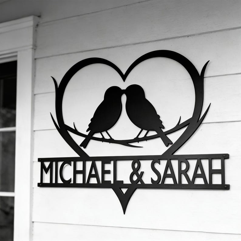 Personalized Wedding Anniversary Metal Sign, Custom Infinity Birds Metal Wall Art, Couple Names Decor, Wedding anniversary gift for parents