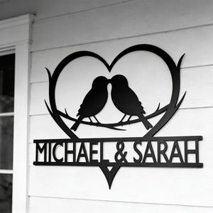 Personalized Wedding Anniversary Metal Sign, Custom Infinity Birds Metal Wall Art, Couple Names Decor, Wedding anniversary gift for parents