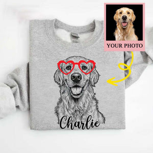 Custom Pet Valentine's Day Shirt, Custom Pet Portrait Sweatshirt, Personalized Valentine Gift for Pet Lover, Custom Dog Cat Graphic Tee
