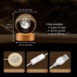 Location Map Crystal Ball Night Light: Where We Met Couples Gift, Romantic Keepsake