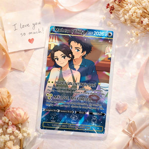 Personalized Poke Love Valentine s Day Card, Custom Anime-Style Photo Card, Valentine Gift, Game Couple Card, Gift for Game Couples, Him&Her