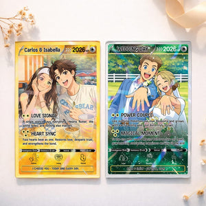 Personalized Poke Love Valentine s Day Card, Custom Anime-Style Photo Card, Valentine Gift, Game Couple Card, Gift for Game Couples, Him&Her