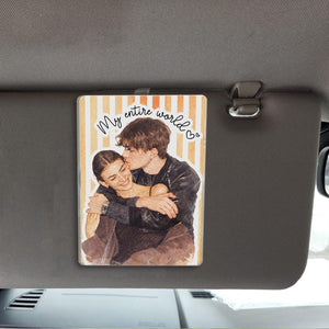 Custom Portrait From Photo Couples Car Visor Clip, Valentine Gifts, Custom Drive Safe Sun Visor Picture Clip, Valentine's Day Gift For Him