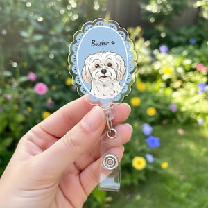 Custom Pet Badge Reel, Personalized Dog & Cat Photo Badge Reel, Nurse Badge Reel, Retractable ID Holder for Pet Owner, ID Badge Buddy