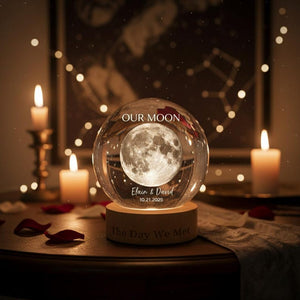 Our Moon Special Day Custom Moon Phase, Personalized Crystal Ball LED Night Light, Valentine's Day Gift For Couple, Husband, Boyfriend, Wife