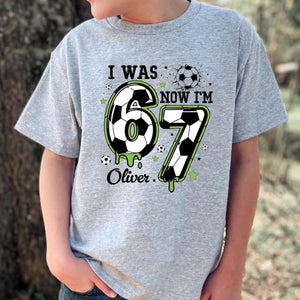 I Was 6 Now I m 7 Soccer Birthday Shirt, 7th Birthday Shirt, Boys Soccer Party Outfit