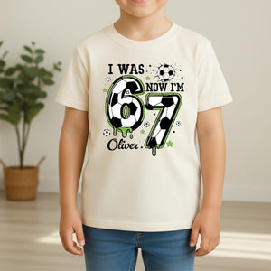 I Was 6 Now I m 7 Soccer Birthday Shirt, 7th Birthday Shirt, Boys Soccer Party Outfit