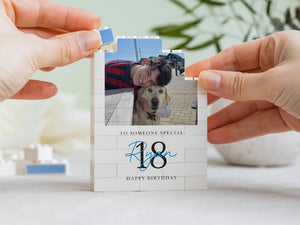 Personalised 18th Birthday Gifts for Him, Photo Building Block Keepsake for Son or Boy, Milestone Birthday Memory Gift