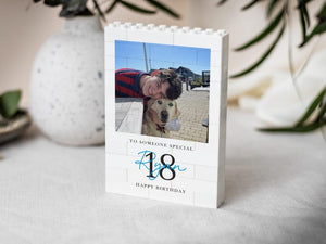 Personalised 18th Birthday Gifts for Him Gift For Her, Photo Building Block Keepsake for Son or Boy, Milestone Birthday Memory Gift