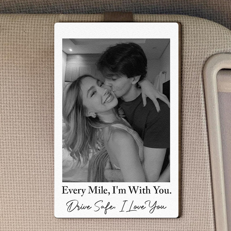 Custom Couple Polaroid Photo Car Visor Clip, Personalized Sun Visor Clip, Valentine Gift For Lover, Husband Wife Gift, Drive Safe Car Decor