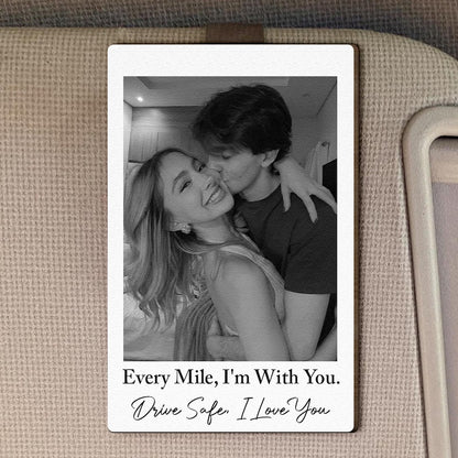 Custom Couple Polaroid Photo Car Visor Clip, Personalized Sun Visor Clip, Valentine Gift For Lover, Husband Wife Gift, Drive Safe Car Decor