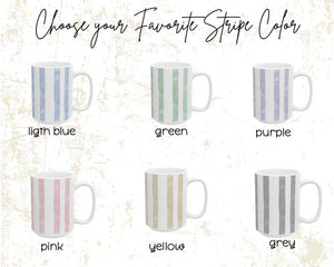 Personalized Baby Face Photo Mug: Stripe Baby Picture Cup, New Grandparents Mug Keepsake, New Mom Dad Coffee Gift