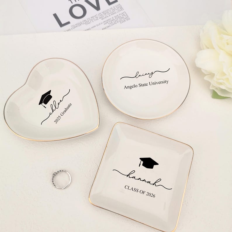 Personalized Name Graduation Jewelry Dish, Graduation Gift,2026 Class of College Graduation Gift, PHD Graduation Present, Gift for Her