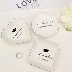 Personalized Name Graduation Jewelry Dish, Graduation Gift,2026 Class of College Graduation Gift, PHD Graduation Present, Gift for Her