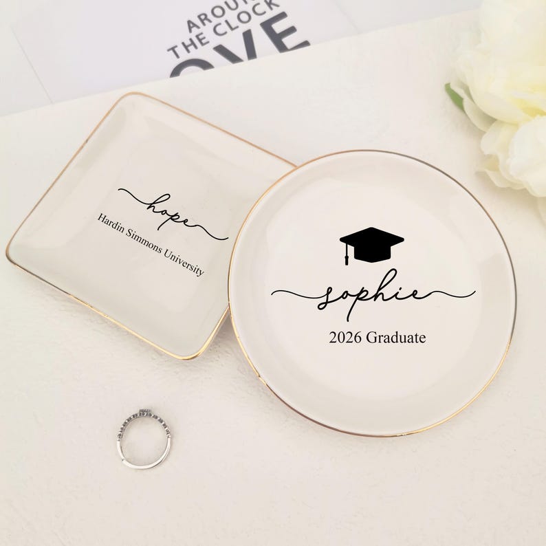 Personalized Name Graduation Jewelry Dish, Graduation Gift,2026 Class of College Graduation Gift, PHD Graduation Present, Gift for Her