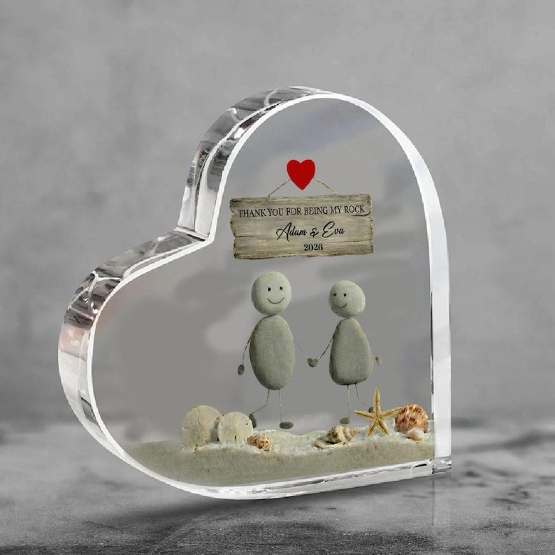 Thank You For Being My Rock Acrylic Plaque, Personalized Anniversary Gift for Couple, Wedding Gift, Valentines Day Gift, Engagement Keepsake