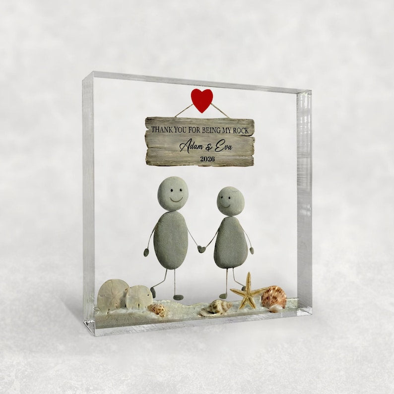 Thank You For Being My Rock Acrylic Plaque, Personalized Anniversary Gift for Couple, Wedding Gift, Valentines Day Gift, Engagement Keepsake