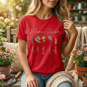 Personalized Birth Flower Shirt, Botanical Family Tee, Mama's Garden Gift