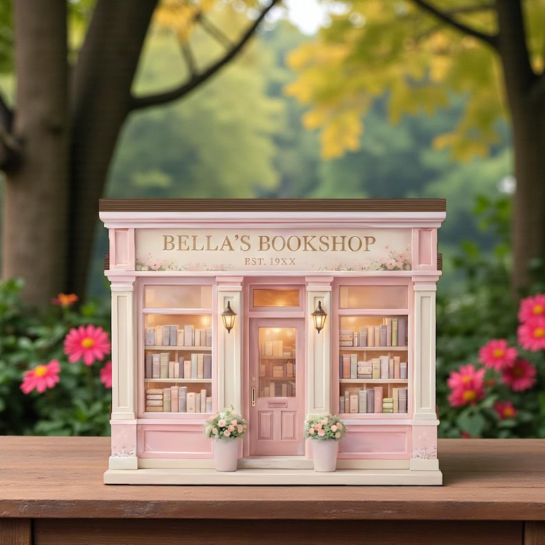 Personalized Bookshop Wooden Block, Custom Bookshelf Decor