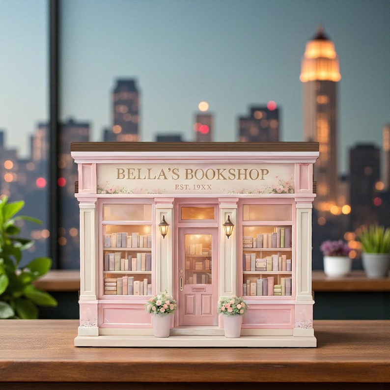 Personalized Bookshop Wooden Block, Custom Bookshelf Decor