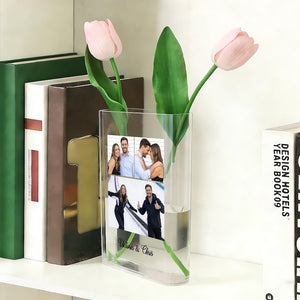 Custom Photo Acrylic Book Vase, Personalized Picture Book Decor,Romantic Valentine s Day Gift for Her or Him, Couple or Anniversary Keepsake