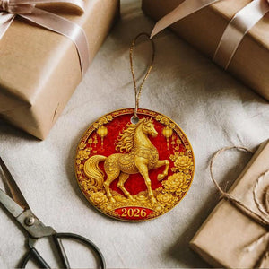 Year of the Fire Horse 2026 Ornament, Chinese New Year Decoration, Lunar New Year Ceramic Keepsake, Zodiac Horse Gift
