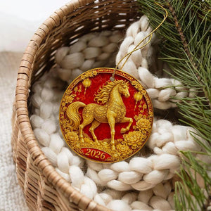 Year of the Fire Horse 2026 Ornament, Chinese New Year Decoration, Lunar New Year Ceramic Keepsake, Zodiac Horse Gift