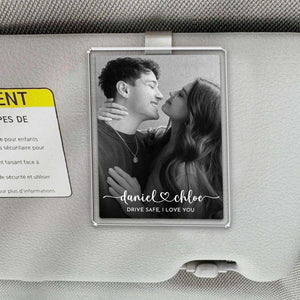 Personalized Photo Car Visor Clip Gift for Him, Custom Drive Safe Couple Photo Clip, Valentines Gift for Boyfriend or Husband